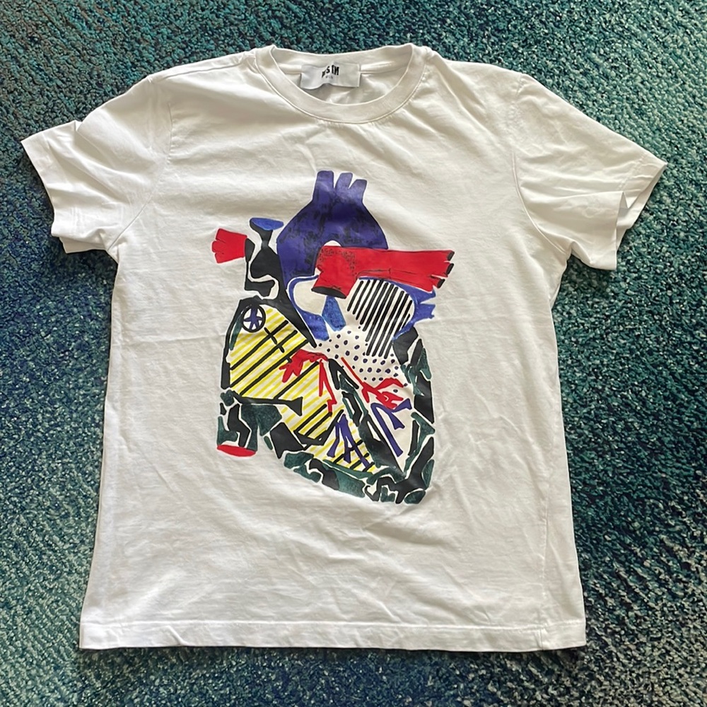 MSGM Graphic Short Sleeve Tee Heart Size Small